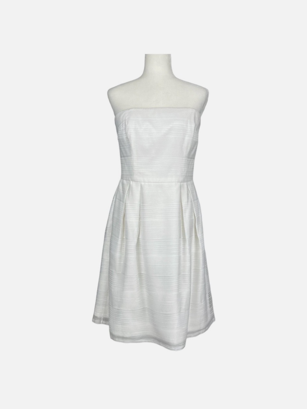 White House Black Market Strapless Dress White Fit Flare Pockets - Size 12